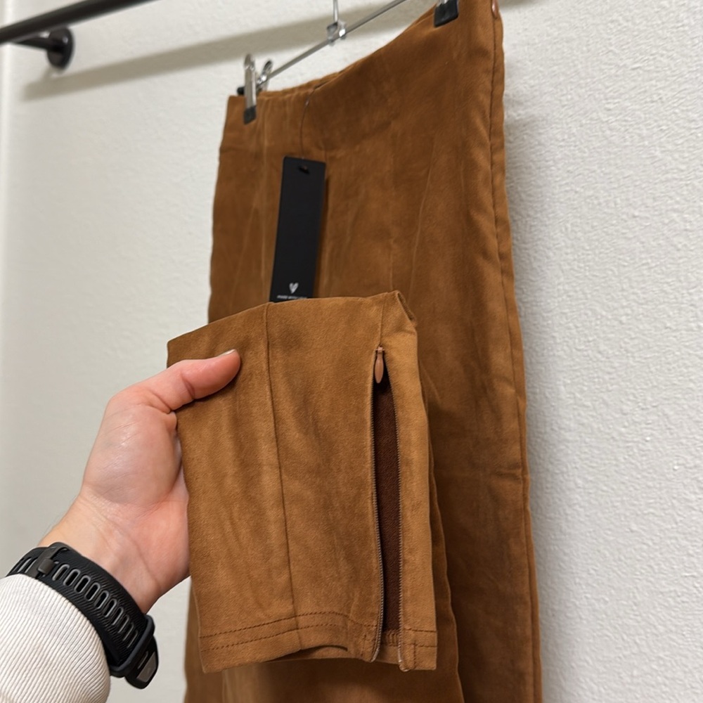 Camel brown faux suede pants